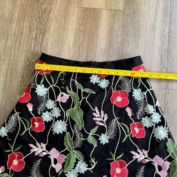 Anthropologie Skirt Sz 4 Eva Franco Poppy Midi Embroidered Asimetric Boho Floral - Picture 6 of 16